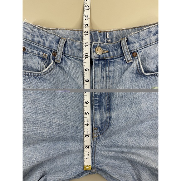 Zara The 90s Wide Full Length High Rise Raw Hem Frayed Jeans Size 6 / 28 READ - Picture 5 of 12